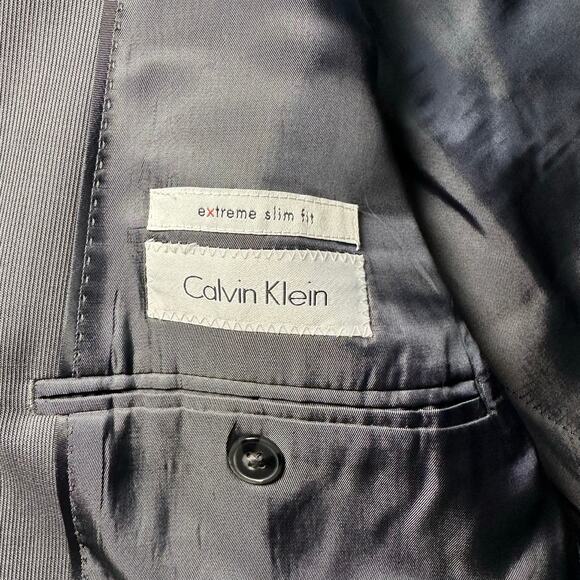 Calvin Klein Wool Blazer Men Size 42R Gray Extreme Slim Fit 2 Button Suit Jacket - Picture 14 of 16